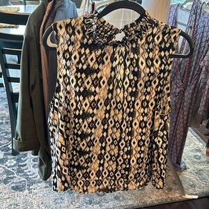 Beautiful geometric blouse!  Evereve’s Roan & Ryan, great quality.